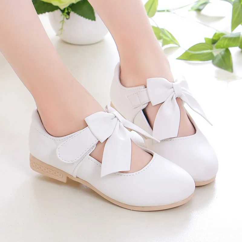 Girls Princess Shoes Shallow Bowknot Metallic Color Fashion Sweet Girls Mary Janes Shoes Light Non-slip 26-36 Kids Ballet FlatsT250306