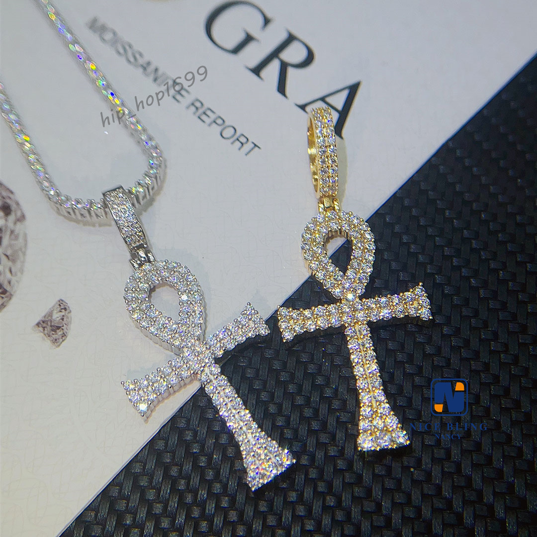 Top Icy Jewelry 925 Sterling Silver Gold Plated VVS Moissanite Diamond Men Jewelry Pendant Diamond Cross Pendant