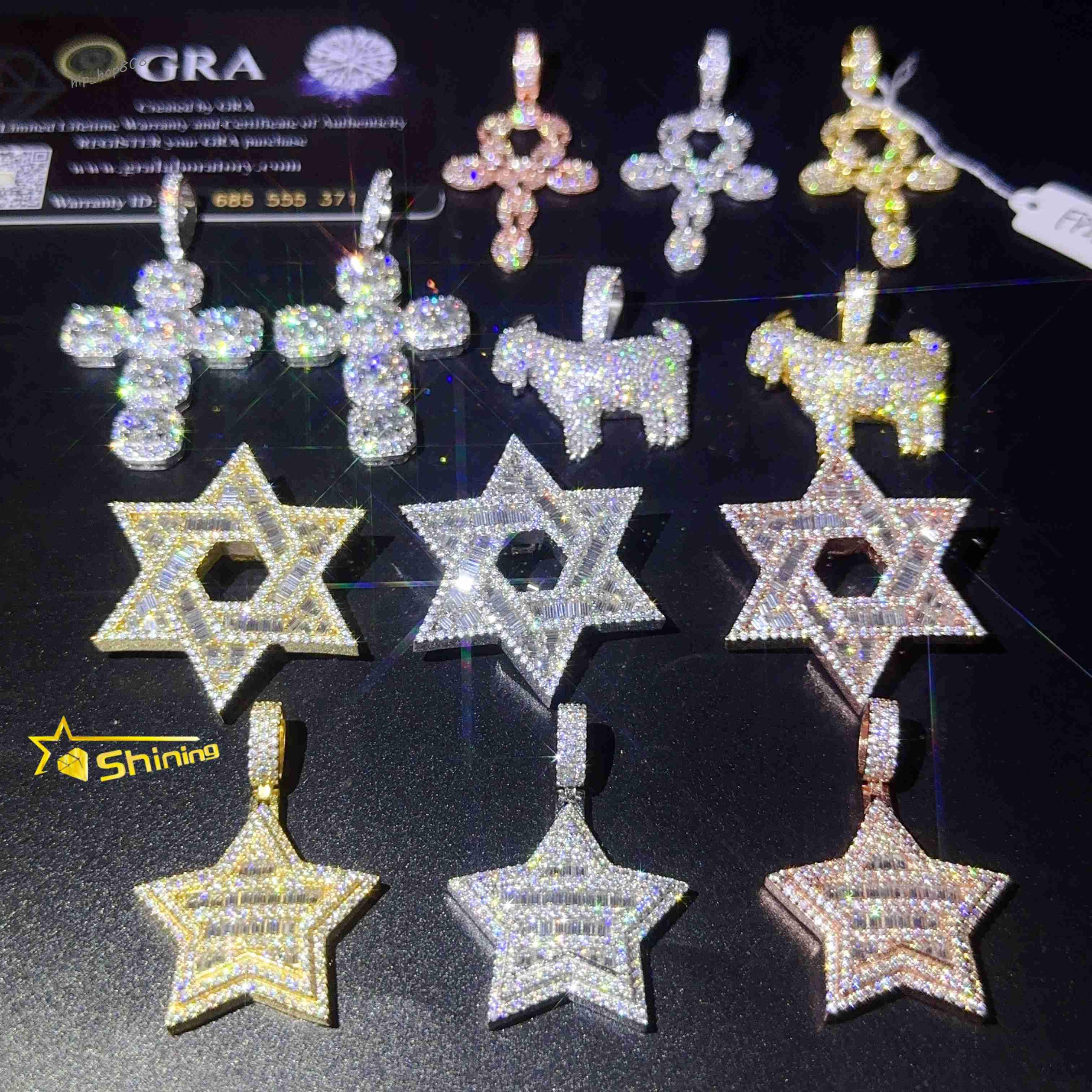Custom Iced Out Cross Pendants 925 Silver Moissanite Diamond Men Women Fashion Designs Necklace Pendant