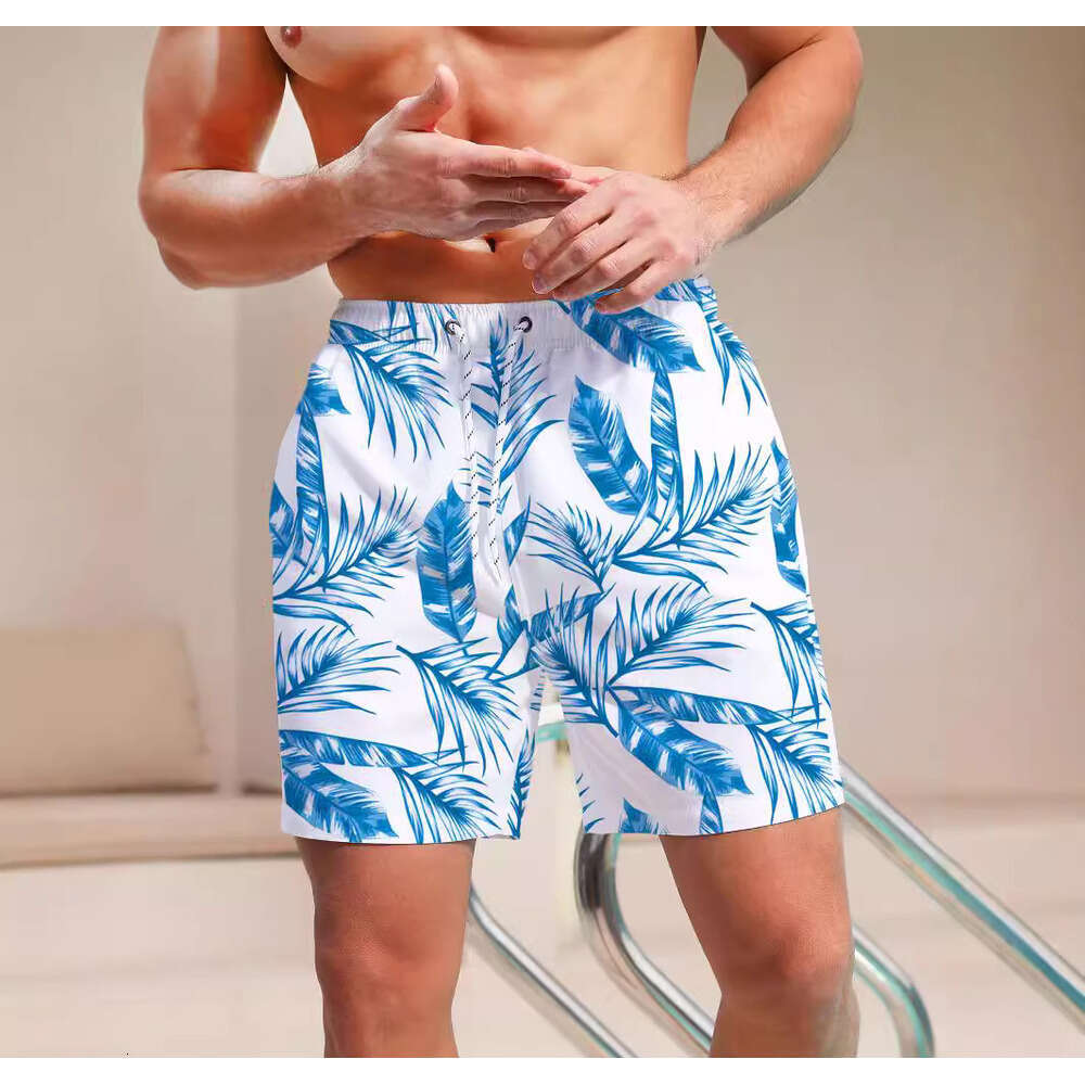 Coconut tree quick drying beach Hawaiian shorts, casual men's beach, summer loose surfing pants, 2025 new style, chic and elegant clothing