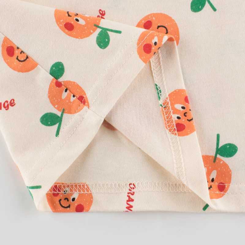 2-8T Toddler Kid Baby Girls Clothes Orange Print T Shirt Cute Sweet Cotton Tshirt Summer Basic Top Tee Children OutfitT250306