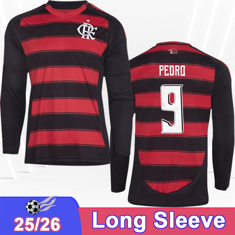 25 26 Flamengo Mens Long Sleeve Soccer Jerseys PEDRO B. HENRIQUE JUNINHO LORRAN DANILO DE ARRASCAETAGERSON L. ARAUJO Home Football Shirts