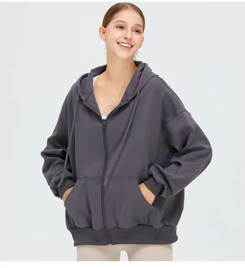 Wholesale High Quality Women's Drawstring Hooded Sports Jacket Custom 100% Cotton Casual Hoodie
