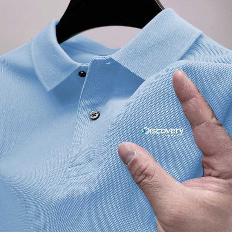 Mens Fashion Polo Shirt Summer Button Casual Mens Polo Shirt Solid Color T-shirt Brand Short Sleeve Casual Weight Loss Top X250306