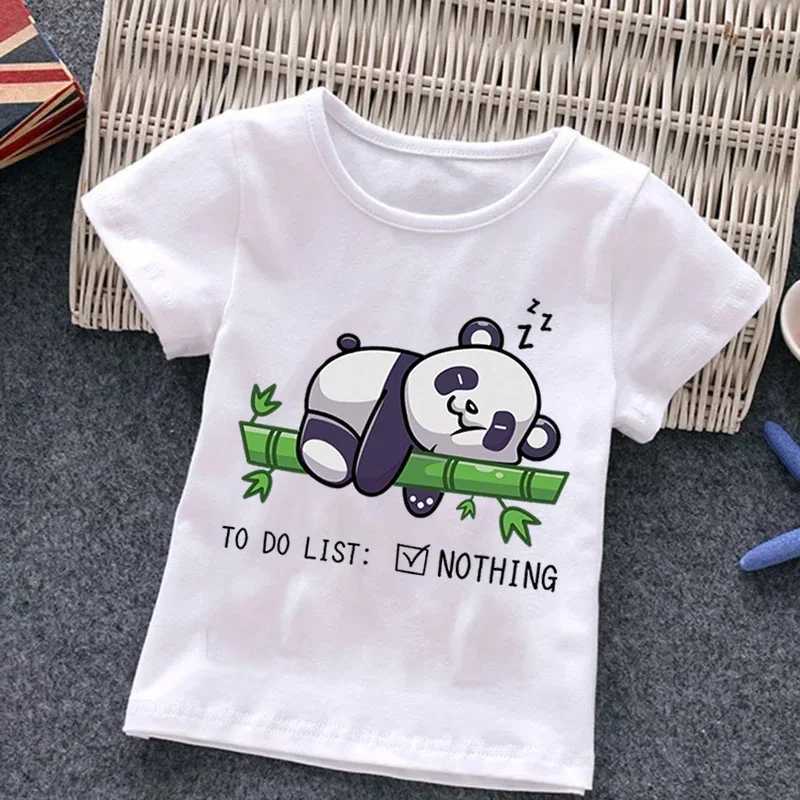 2022 Summer Kids Fashion Cartoon T-Shirt Funny panda Print Boys Girl summer Tees Children Harajuku Baby Tshirts 2-14Y Tops 2022T250306