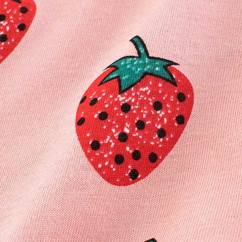 Childrens Clothing 2025 Summer New Girls Strawberry Fruit Print Short-sleeved T-shirt Kids Cotton Top Baby ClothesT250306