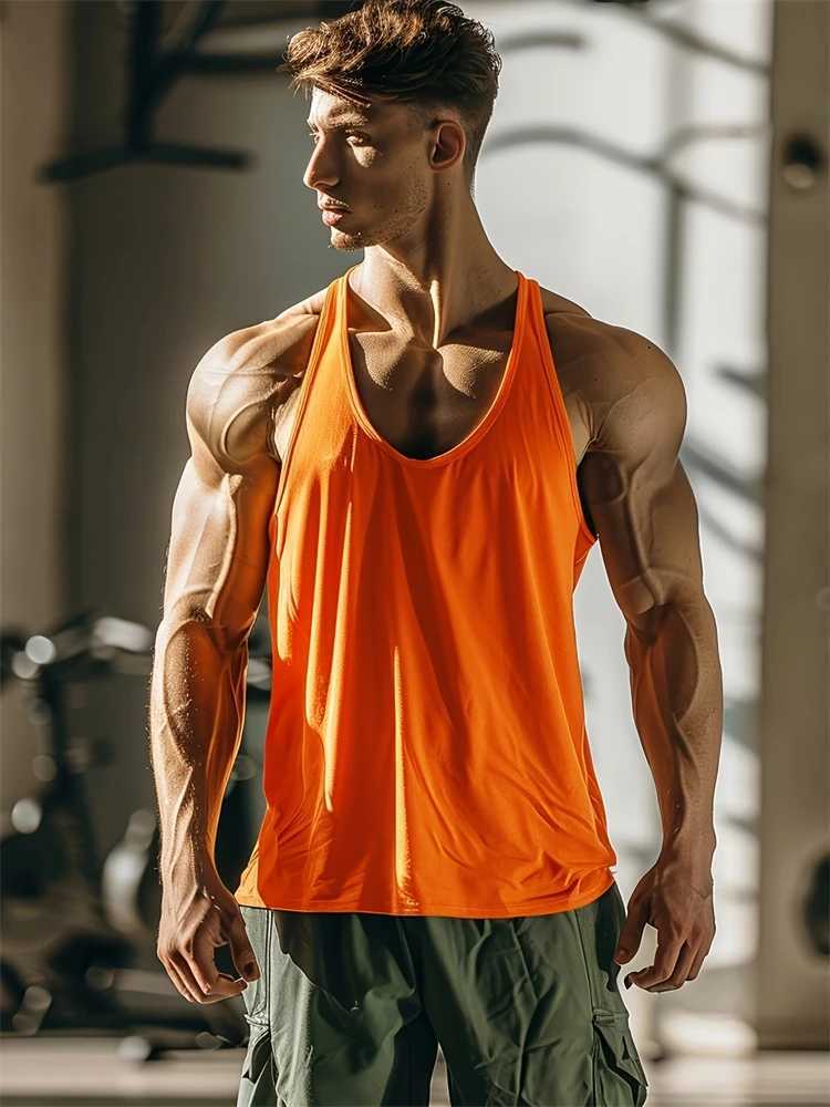 2025 Summer New Solid Color Fitness Mens Tank Top Running Outdoor Tank Top Quick Dry Sweat Mens Sleeveless UndershirtT250318