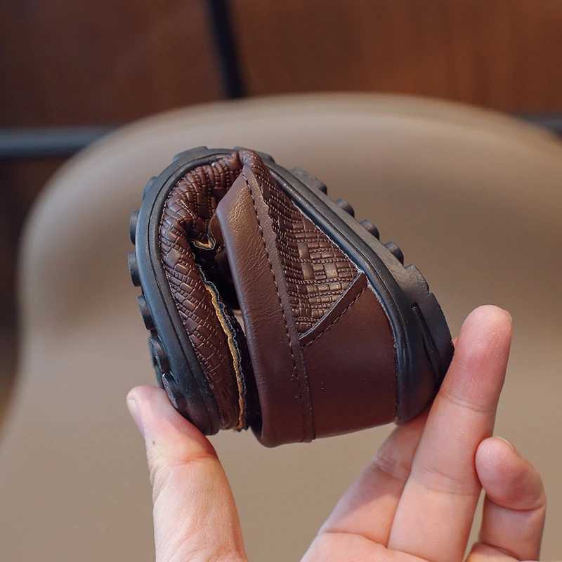 Boys Leather Shoes Black White for School Party Wedding Kids Formal Flats Loafers Slip-on Soft Loafers Children Moccasins 26-35T250306