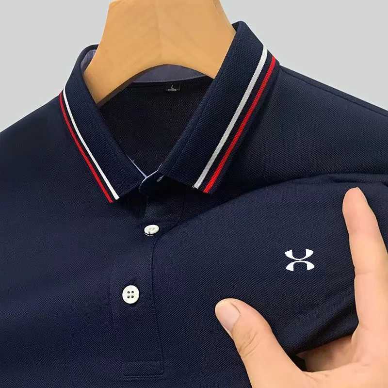 Mens breathable short sleeved T-shirt thin business casual polo shirt comfortable clothing new fashion X250306