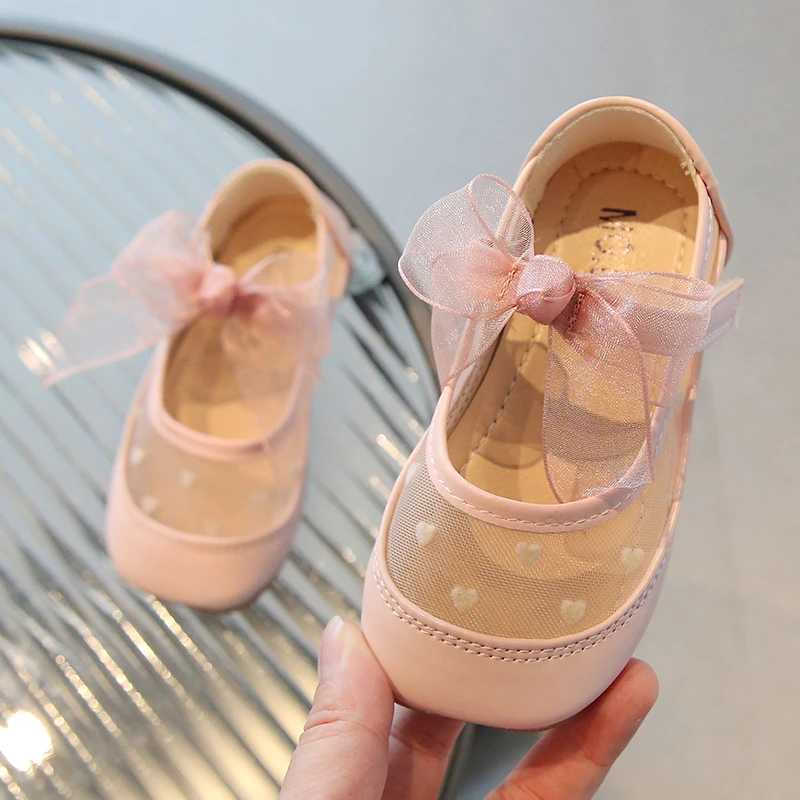 Little Girls Mary Janes Mesh Riband Square Toe Cute Children Flat Shoes 21-30 Toddler Autumn Three Colors Stylish Kids ShoeT250306