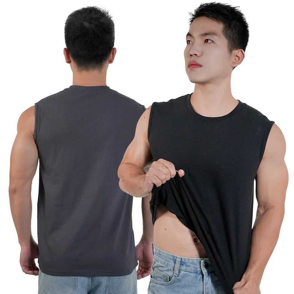 1PC Mens Tank Tops 100% Cotton O Neck Sleeveless Shirt Male Breathable Sports Undershirt Vest Men Casual Quickly Dry Tee 50-95kgT250318