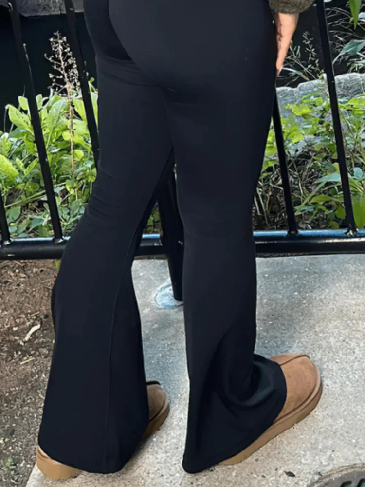 Flared Leggings Crossover V Waist Womens Yoga Pants Control Tummy High Breathable Wide Leg Casual Elegant Trousers 250306