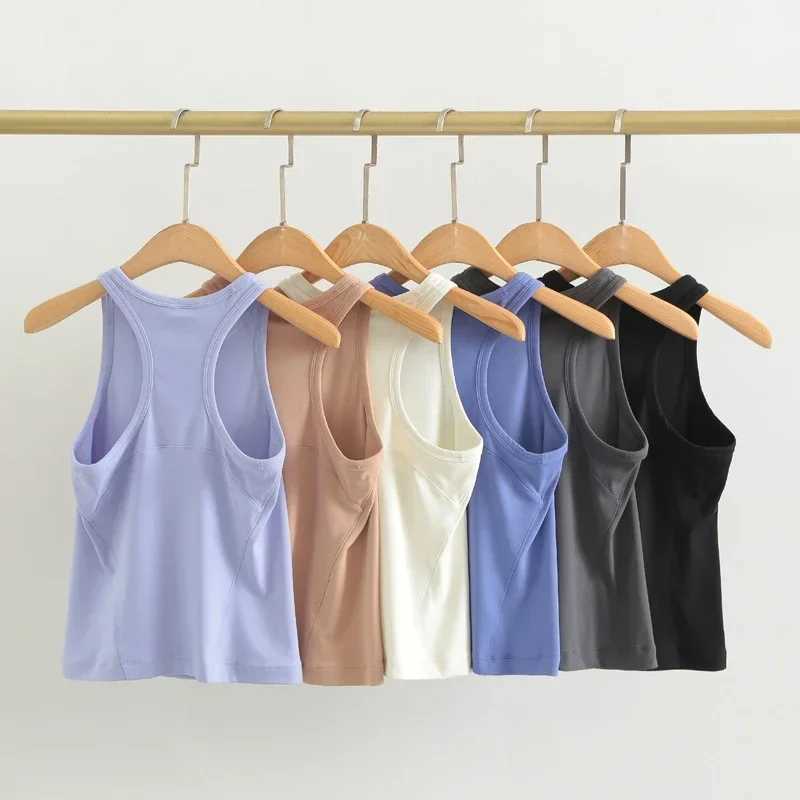 Dupe Womens Waist-Length Racerback Tank Top Buttery-soft Four-way Stretch Tight Fit Yoga Shirts Summer Breathable Sports VestT250318