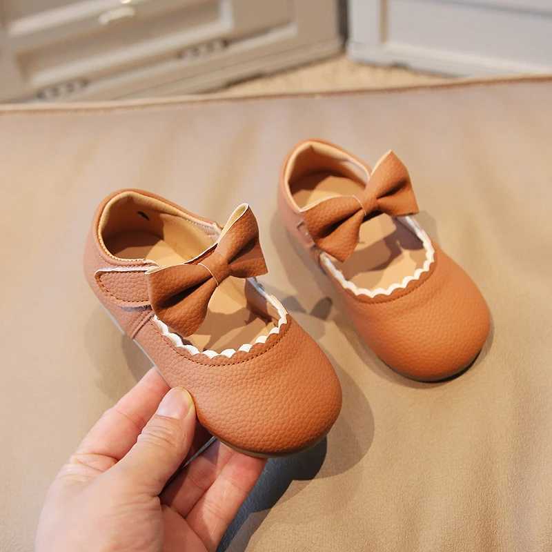 Girls Mary Janes Bowknot Ruffles Four Color Soft Pu Leather Kids Princess Shoes Shallow Lovely Light Autumn Children Shoe 21-30T250306