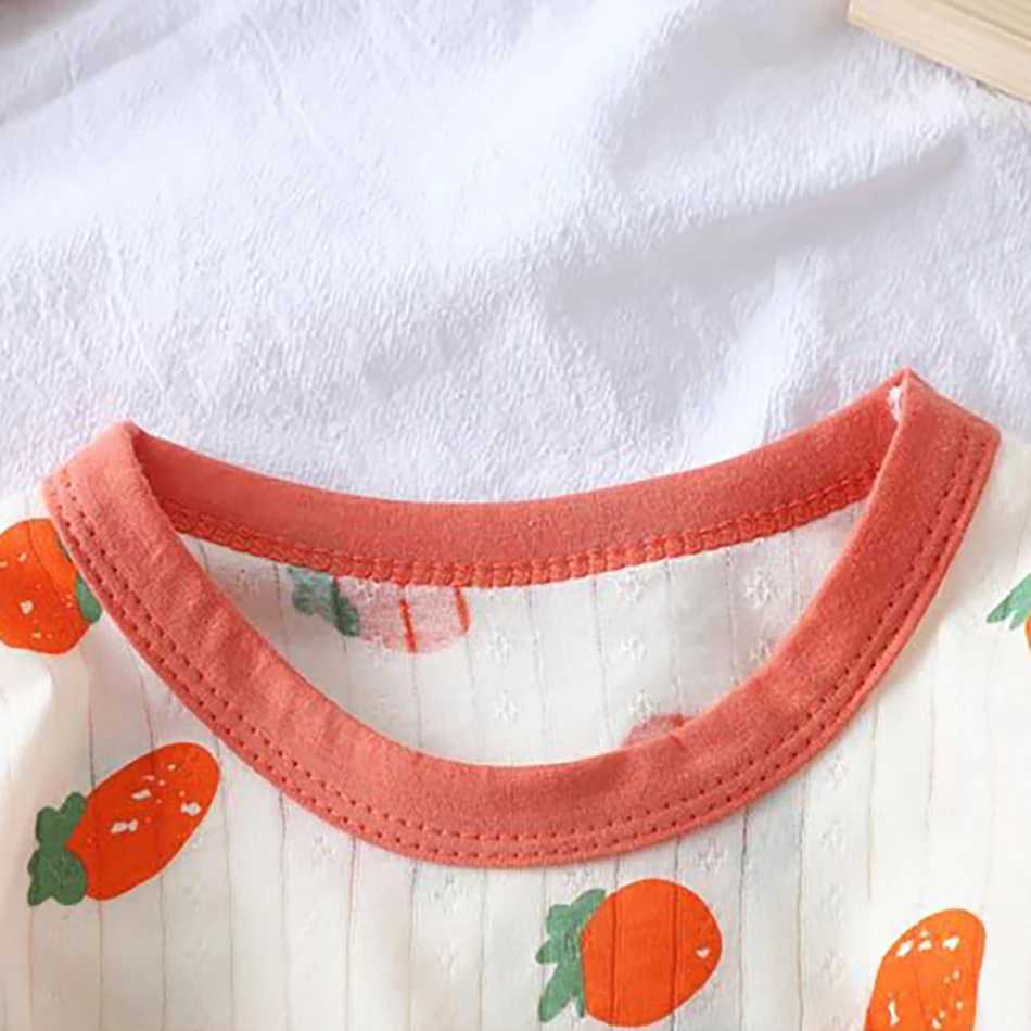 Summer Kids Cotton Long Sleeve and Pants Pajamas Set Soft Breathable Baby Sleepwear Cartoon Bear AC Room Wear Boys Girls Clothes M250306