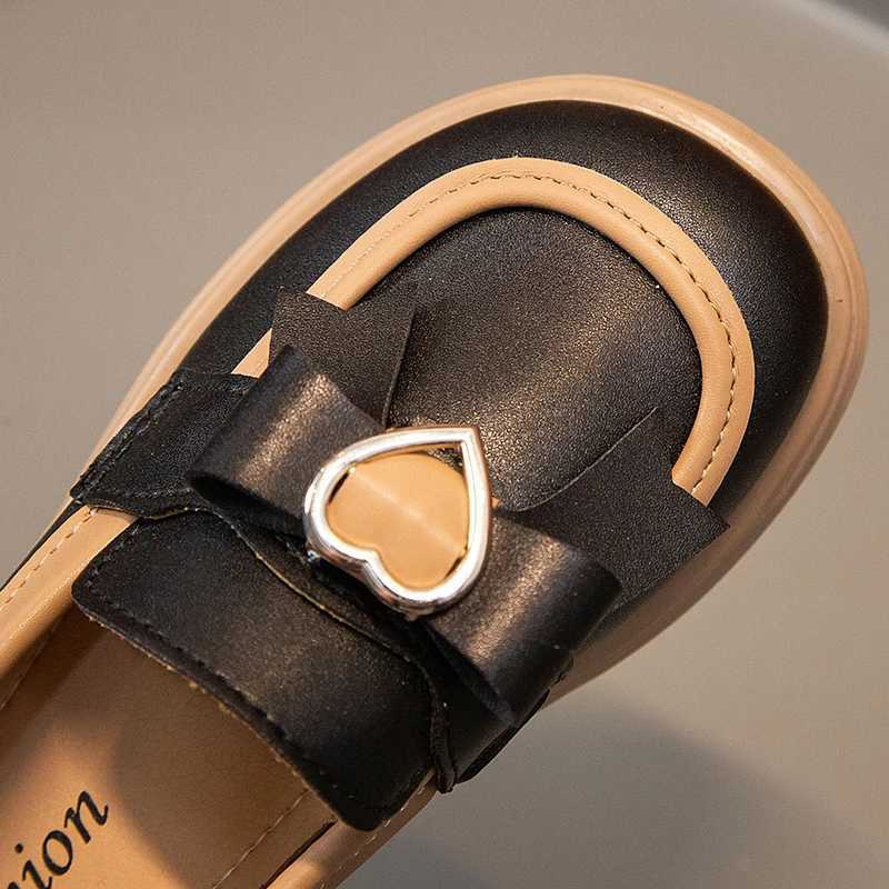 2024 New Girls Loafers Cute Bow Fashion Kids Leather Shoes Slip-on Bow Non-slip Children Casual Shoes Drop Shipping Round-toeT250306