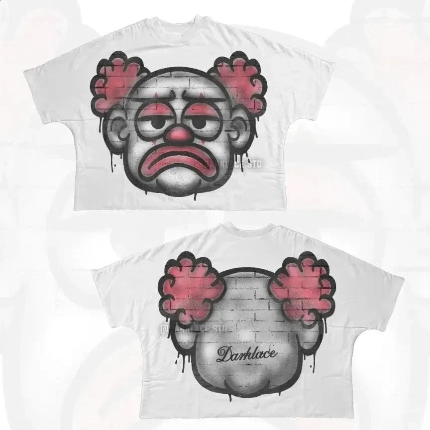 Street clothing Tshirt hiphop fun cartoon graphic printing oversized Harajuku Gothic cotton short sleeved mens 250227Z