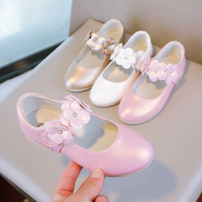 Autumn Girls Mary Janes Appliques Low Heel Beautiful Kids Princess Shoe Three Colors Pointed Toe Breathable Children Shoe 26-36T250306