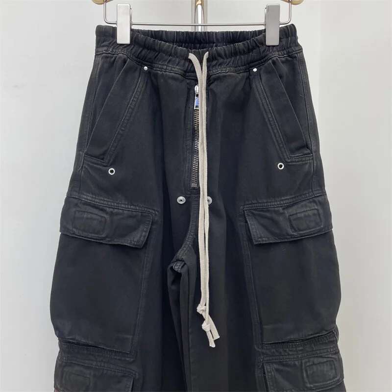 Jeans New Flame Dyed Multi Pocket Cargo For Spring 2025 Women's Couple Style Loose Cotton Wide Leg Pants Y2k