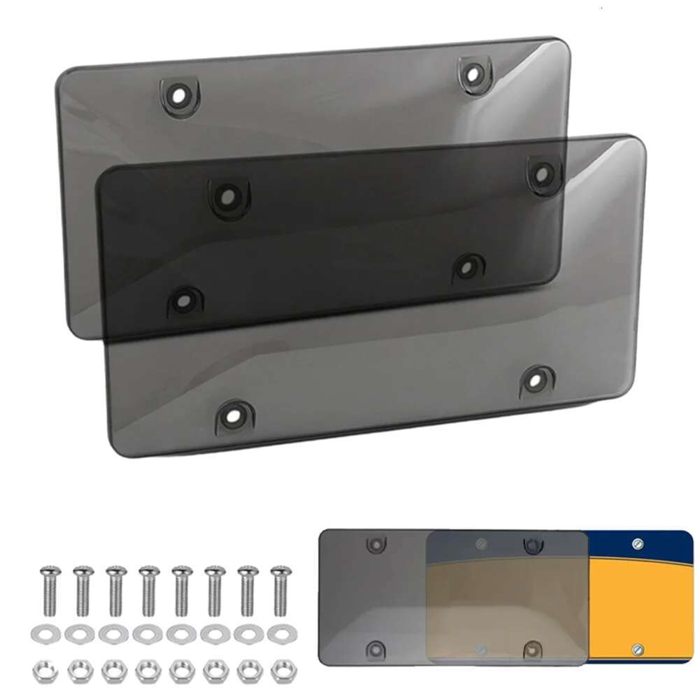 2 Pack Tinted Tag Shield Cover Plastic Clear Protector Car License Plate Frame Exterior Accessories