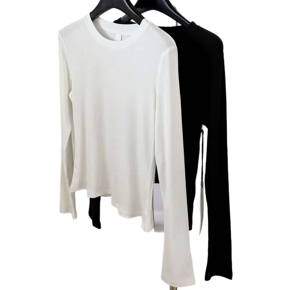 Early Spring New Modal Knitted Round Neck Threaded Base Top Slim Fit And Slimming Long Sleeved T-Shirt