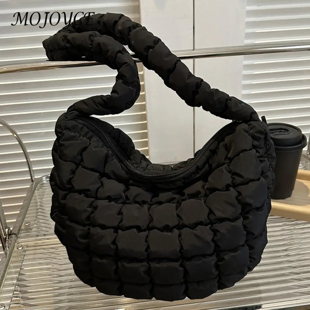Fashionable Ladies Quilted Pleated Sling Bag Large Capacity Versatile Cloud Purse Stylish Handbag for All Occasions 250306
