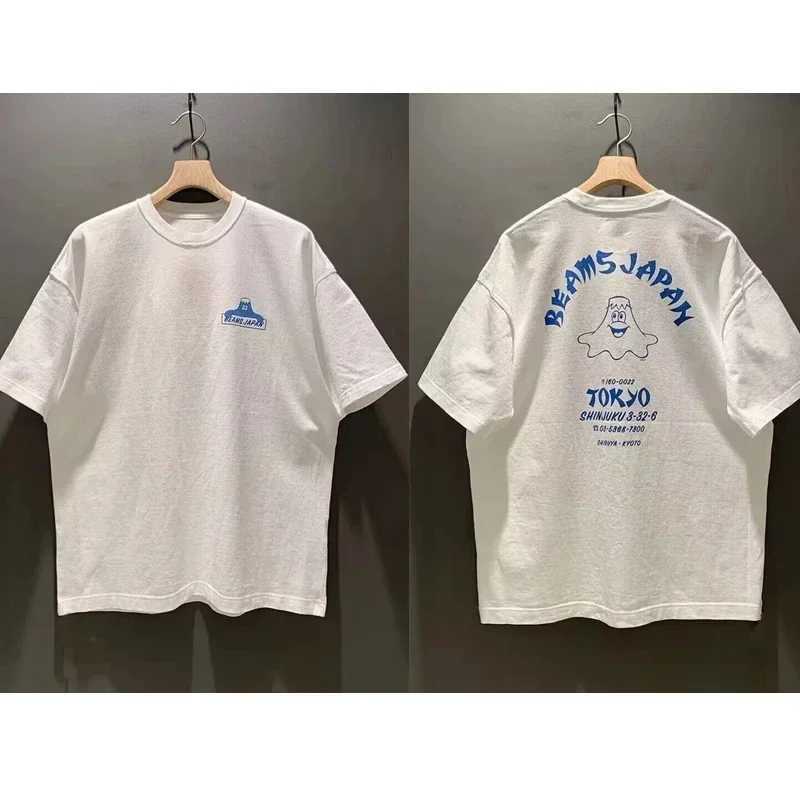 New Fashion Graffiti Printed BEAMS T-shirts Men Women Couples Loose Casual BEAMS JAPAN Top Tees X250306