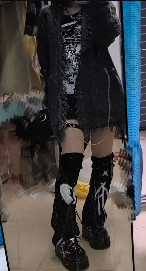 Punk Gothic Cardigan Women Vintage Grunge Loose Ripped Sweaters Cross Knitted Coat Streetwear Haruku Cardigans