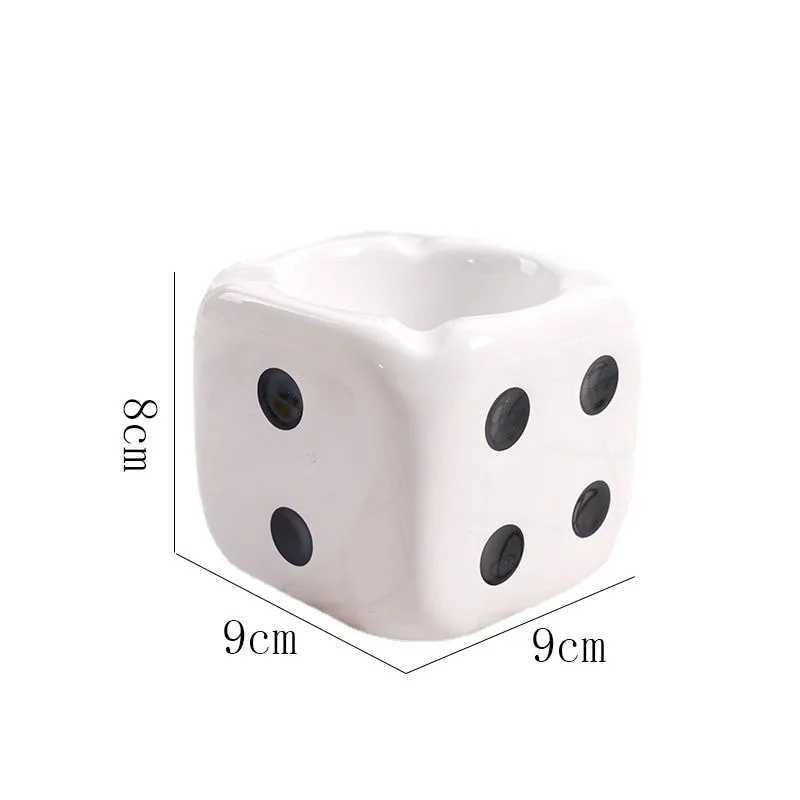 Modern Square Dice Ceramic Ashtray Large Capacity Art Dice Ashtray Car Indoor Soot Storage Crafts Birthday Gifts Home DecorationC250306