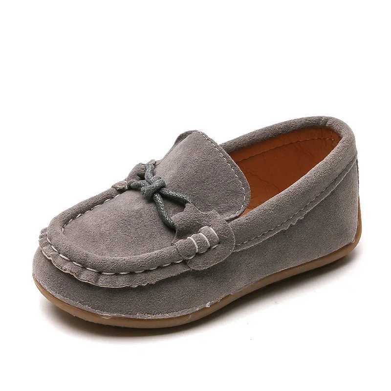 Children Shoes 2024 Spring Autumn Kids Slip-on Shoes Boys Loafers Soft PU Leather Toddler Casual Shoes Gray BrownT250306