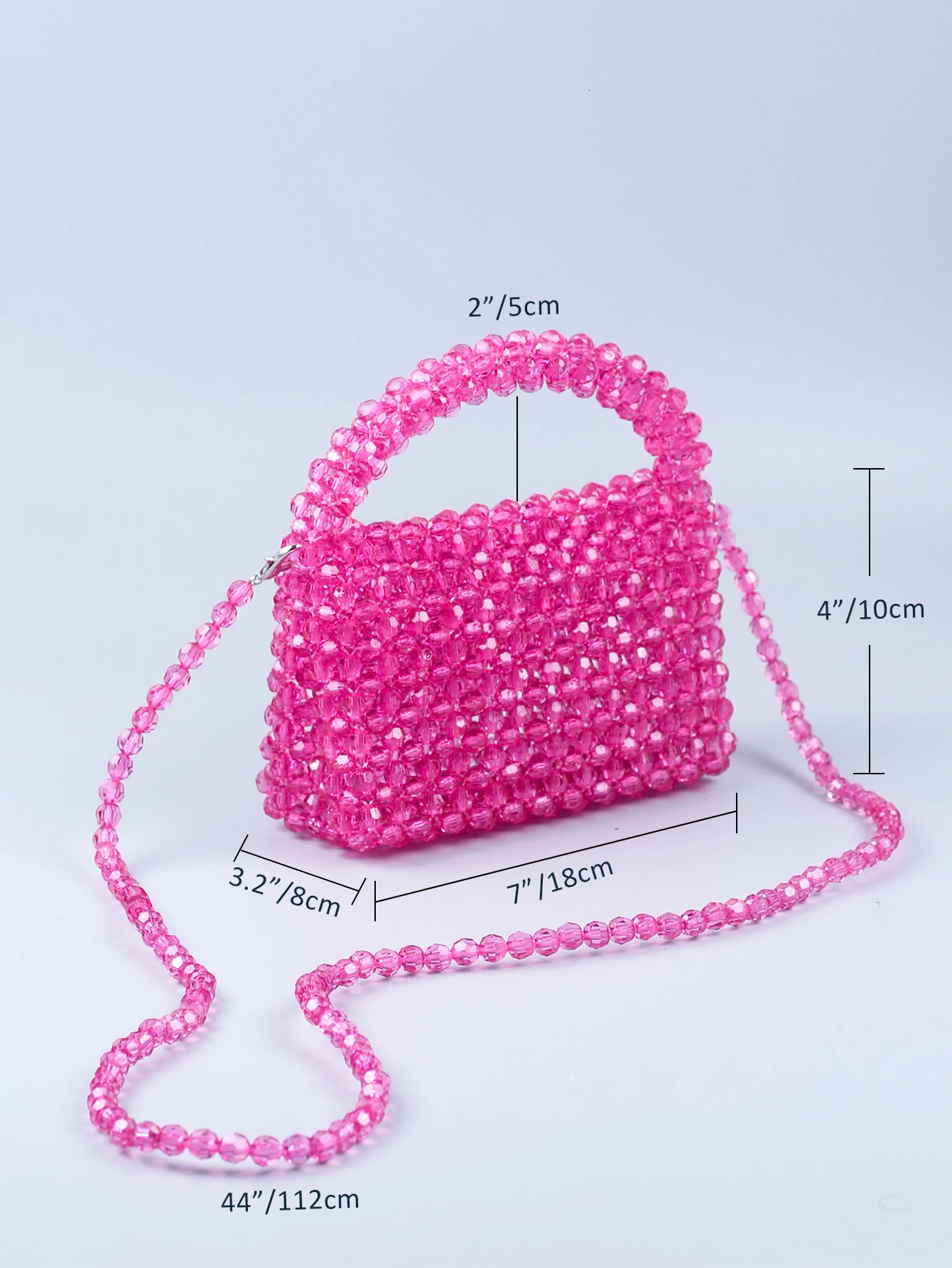 Small and Pure Handmade Beaded Hollow Crystal Beads Knitted Handheld Banquet Candy Color Small Square Bag 250306