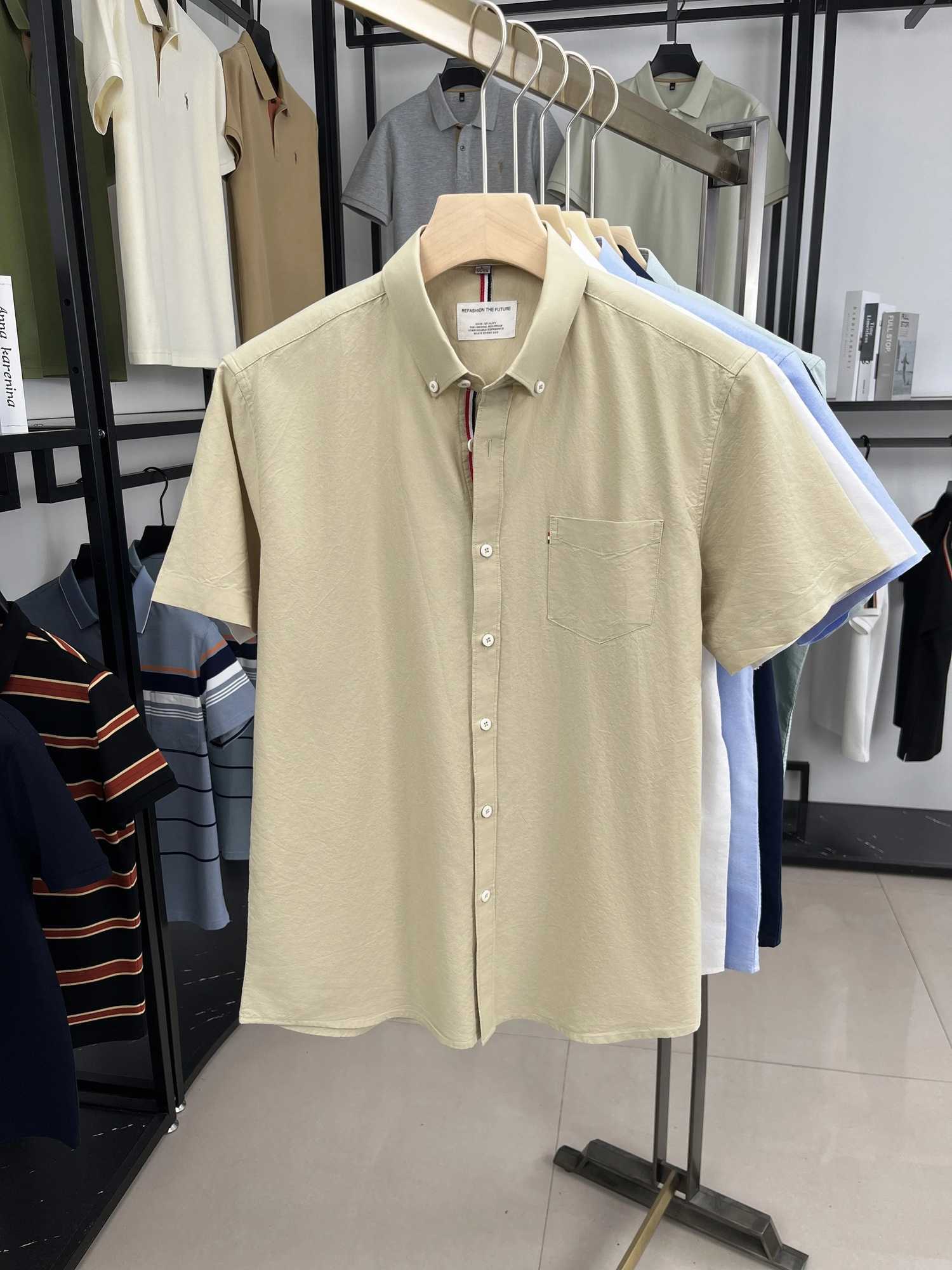 High quality short sleeve shirt men fashionable simple pocket design brand solid color summer new business casual mens clothing X250306