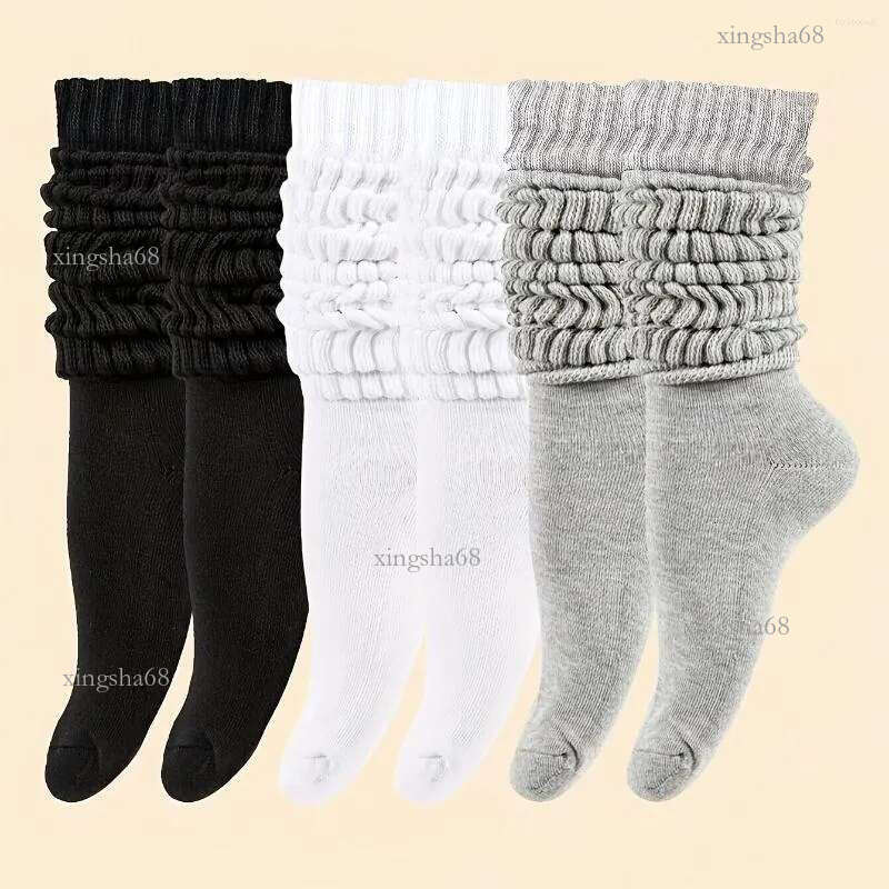 Women Socks 3 Pairs Women's Slouchy - Comfortable & Versatile Calf-Length Stockings Perfect For Daily Wear Casual Fas