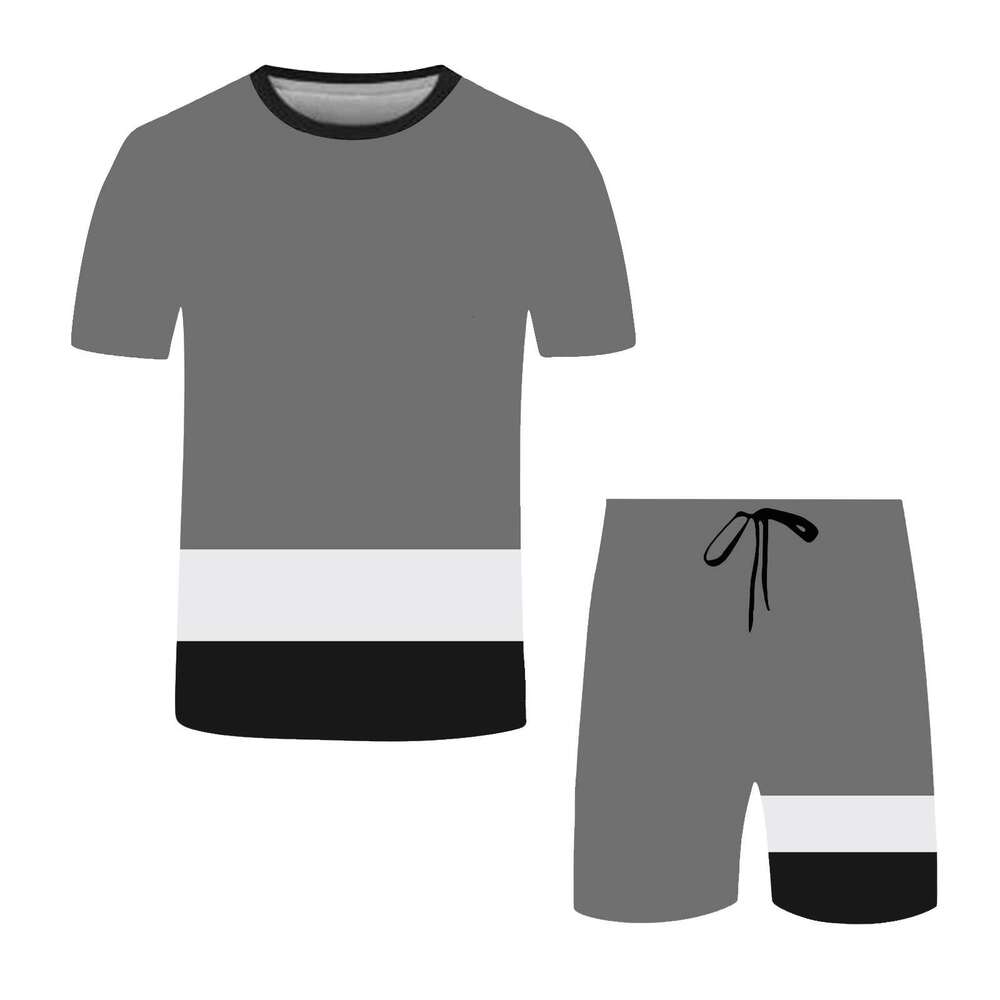 Summer Color blocked Short for Men's Ins Trendy Loose Couple Half sleeved T-shirt Top Set 2025 New Casual Versatile Fashion Clothing