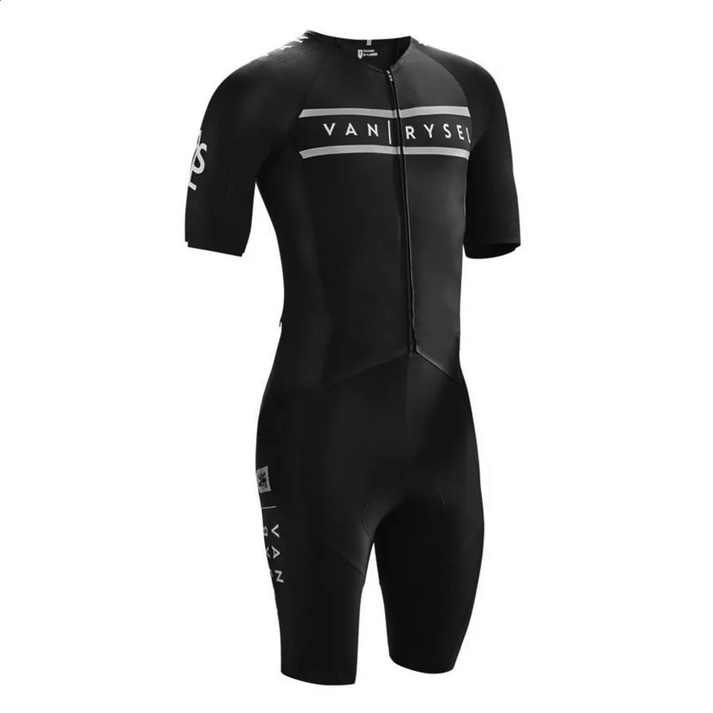 Van/rysel Road Racing Suit Racer White Triathlon Summer Tights One-piece Pants Cycling Suit Breathable Outdoor Sports Clothes 250305