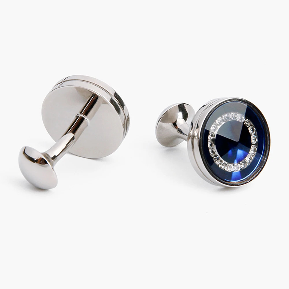 Cufflinks for Men TOMYE XK21S045 Crystal High Quality French Round Black Blue Formal Dress Shirt Wedding Cuff Links Gifts 250227