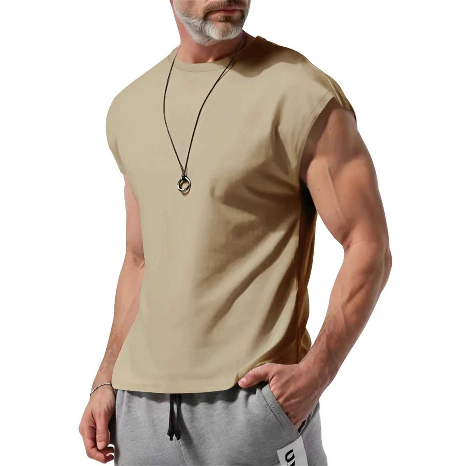 Mens Gym Tank Top MenS Breathable Sleeveless Shirt Tops Slim Fashion Summer Round Neck Short Sleeve Ropa De Hombre 2024T250318