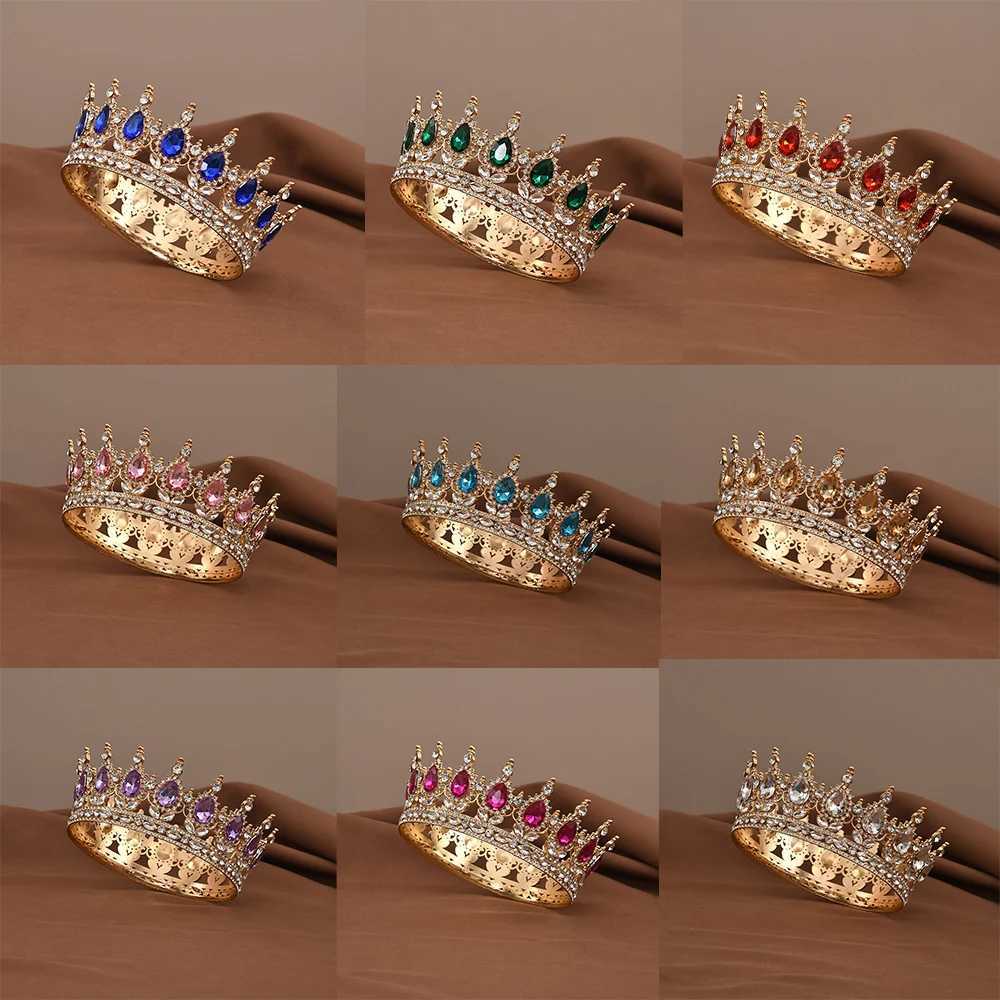 European Princess Tiara Round Baroque Pageant Crowns Crystal Fl Crown King Tiaras Bridal Wedding Hair Accessories X250306