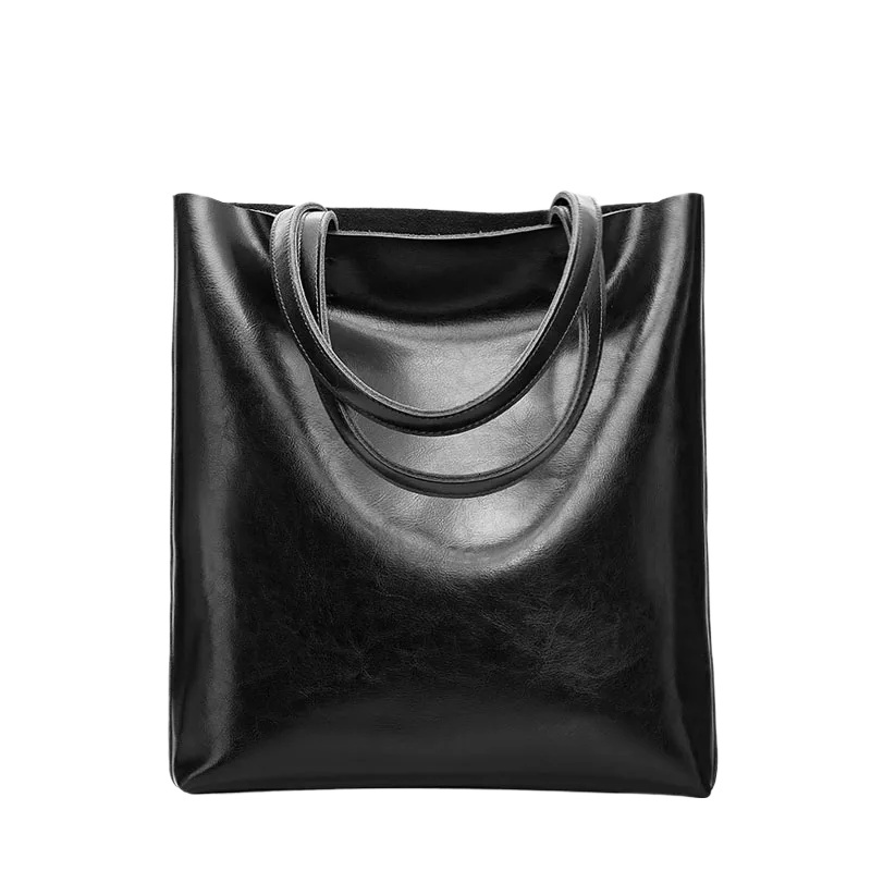 Winter Genuine Leather Shoulder Big Ladies Handbags Brand Black Vintage Female Large Hand Bags For Women