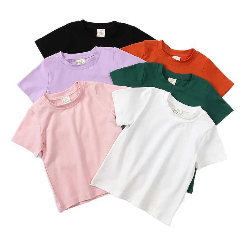 1-9T Summer Kid Toddler Little Boys Girls Casual Loose Basic Top T-Shirts Childrens Clothes Solid O-neck Short Sleeve Blank TeeT250306