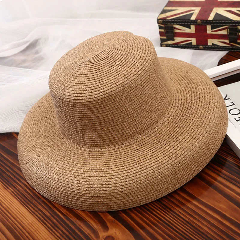 MAXSITI U Summer Hepburn Style Vintage Straw Hat Women Girls Solid Color Beach Holiday Big Sun Cap 250303