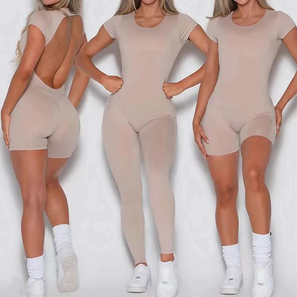 New Yoga Jumpsuit OPEN BACK TEE BODYSUIT Tight Fitting Hip Lifting Exercise Fiess Clothing Breathable Cycg Jersey KLMY