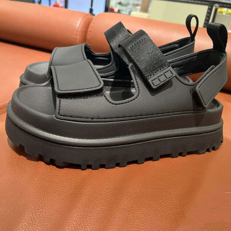 25 Summer New Velcro Sponge Cake Thick Bottom Increased Comfort Candy Color Versatile Casual One Word Open Toe Roman Sandals