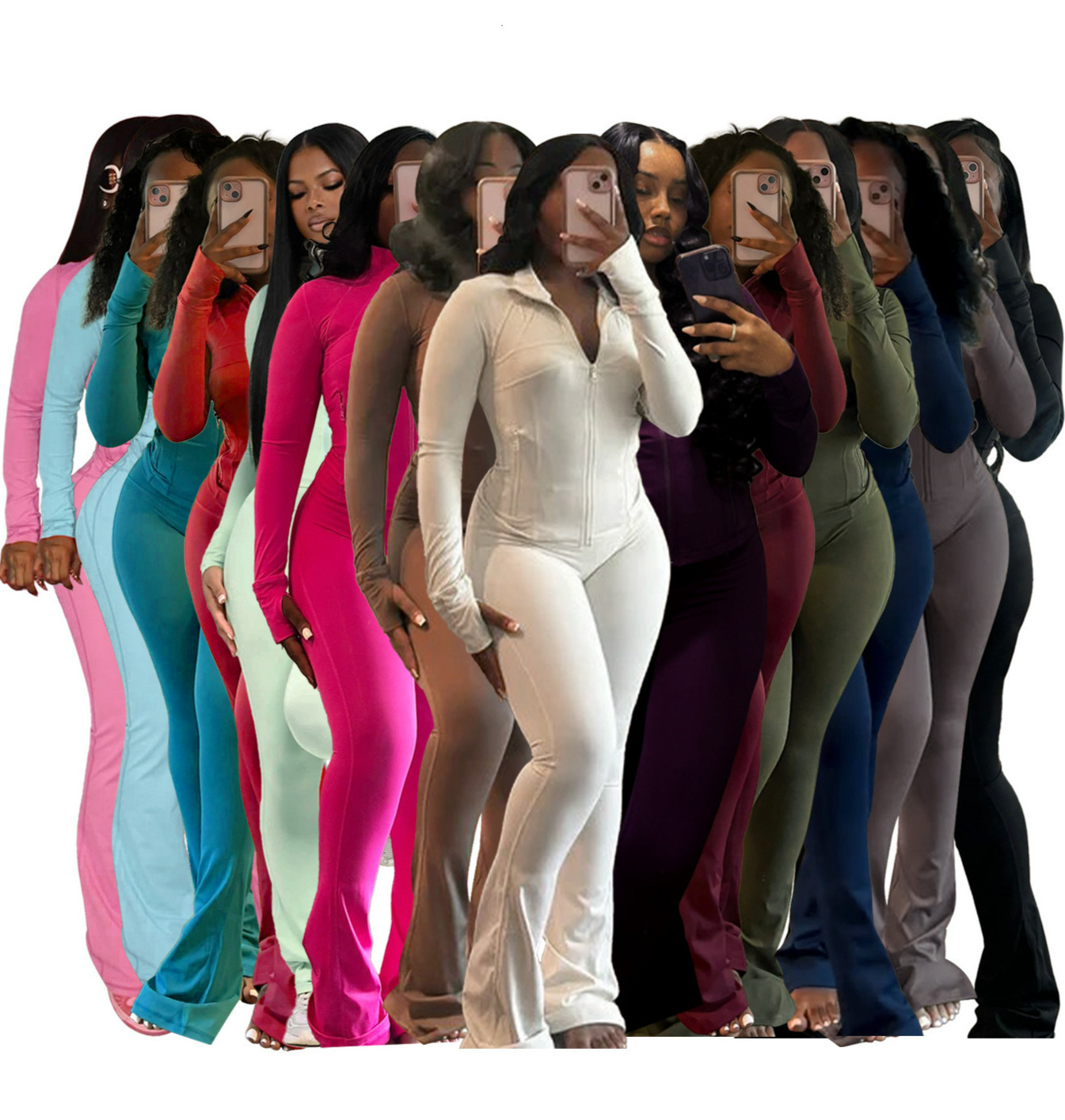 Fashion Womens Tracksuit Sexy Tight Two Piece Set Women Yoga Sets Long Sleeve Zipper Neck Top Blouse And Shorts Pants Sports Leisure