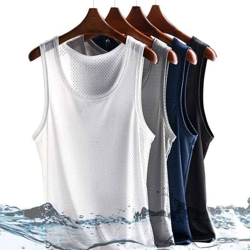 Mens Underwear Sleeveless Mesh Tank Top Solid Muscle Vest Undershirts V-neck Sport T-shirt Mens Vest Bodybuilding Mens Tank TopT250318
