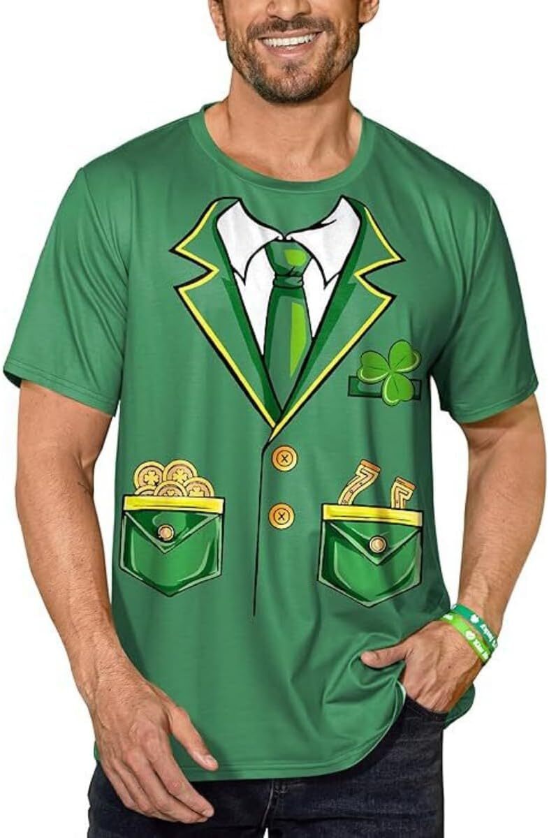 Mens T shirt Shirt 3D Print Novelty Green Clover T-Shirt Fashion Short Sleeve Tee for Men and Women Graphic Crew Neck. tee Casual tops summer clothes