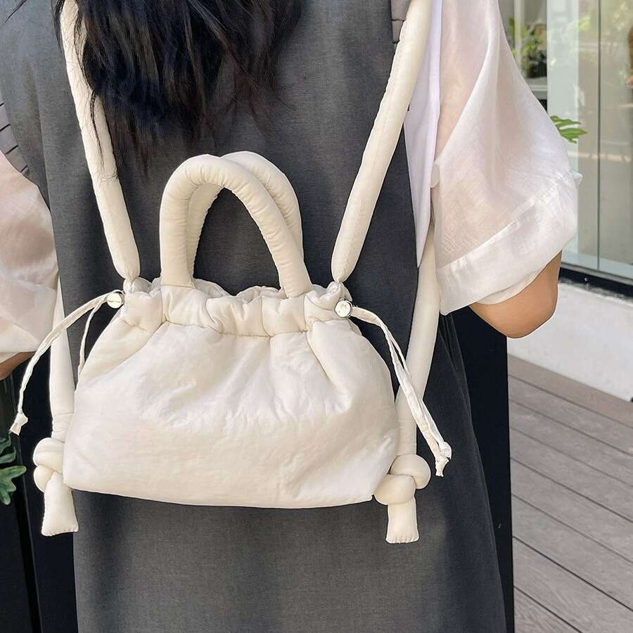 Nylon Backpack, Down Cotton, Fashionable Handheld Makeup Bag, Lightweight Single Shoulder Crossbody Bucket Bags