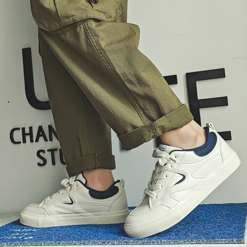 VASIBAEN men's shoes trend 2023 summer new breathable leather canvas shoes mesh versatile casual board shoes