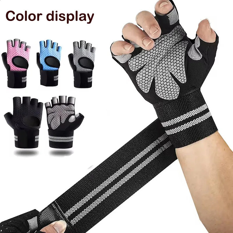 Mens and Womens Half Finger Cycling Gloves Anti Slip Breathable Accessories Gym Exercise Wristband 250304