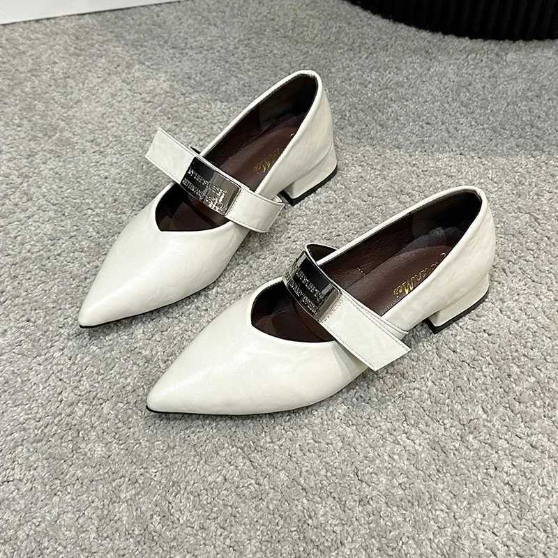Spring From You; Pumps Shoes Pointed Toe Low Heel Shoes Metal Buckle Mary Janes Leisure Versatile Workplace Shoes Women Y250306